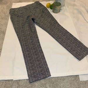 Black and white plaid stretch pants